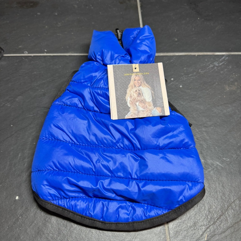 New Jessica Simpson Pets Blue Quilted Puffer Dog Vest Jacket XS 5JSJKT-QLT-BLU